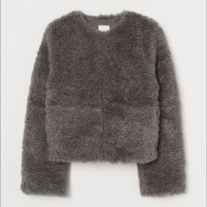 H&M Dark Gray Faux Fur Sherpa Jacket XXL Plus Sized
